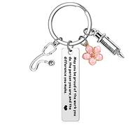 Porte-Clés pour Infirmière Docteur Cadeau Inspirant pour Infirmière Cadeau pour Étudiant Médical Porte-Clés Médecin avec Pendentif de Seringue Stéthoscope de Simulation pour Noël