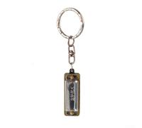 Porte-clés pour mini harmonica 4 trous 8 tons argentés, anche portable en alliage avec son clair, pour enfants amis musique
