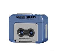Porte-clés pour mini magnétophone pour intégration rétro style de vie avec queues de conception de cassette et fabrication ABS (bleu)