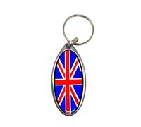 Porte-clés pour moto, Union Jack, Ovale Argent