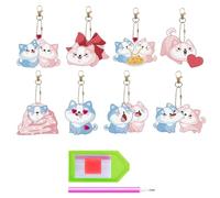 Porte-clés pour peinture avec pierres précieuses | 8 pièces Set d'activités créatives thème chiens pour - Créez vos propres porte-clés avec pierres précieuses - Pour, garçons, filles