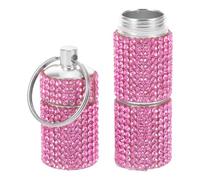 Porte-clés pour Pilules Mini Pilulier à 3 Compartiments en Métal Rose | Gestion des Remèdes, Évite les Mélanges, Décorations Brillantes, Format Poche Portable, pour Voyages et Vacances
