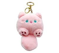 Porte-clés pour poupée en peluche, ornement en peluche pour chaton, peluche chat sound, porte-clés en peluche avec poupée en peluche avec animaux adorables avec son pour sac d'école, rose, riferimento