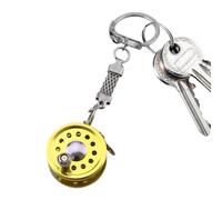 Porte-clés pour sac à dos - Pendentif moulinet de pêche en métal, breloque de sac à tambour avec construction solide, accessoire d'extérieur avec design détaillé pour sac à main, portefeuille