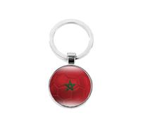 Porte-clés pour sac/voiture - Drapeau du Maroc/Iran - Porte-clés en verre - Pendentif en forme de dôme - Pour fan de football, blanc, L
