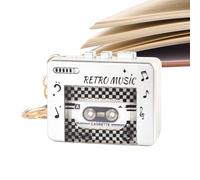 Porte-clés pour tourne-disque, accessoires de petite cassette avec 10 chansons - Petit porte-clés pour sac à dos, sac à main, sac à main, voyage, maison, bureau, trajet, salle de classe, école