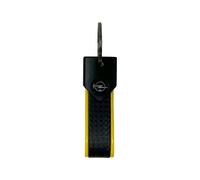 Porte-clés de voiture compatible avec Opel, résistant et durable, fermoir avec anneau, idéal comme cadeau, 90 x 20 mm (jaune logo noir)