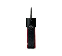 Porte-clés pour voiture Opel, fermeture par anneau, 90 x 20 mm, rouge, logo noir