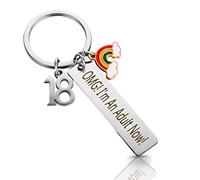 Porte-clés Prasacco 18e anniversaire cadeau fille/garçon, acier inoxydable OMG ! Je suis adulte maintenant ! Porte-clés 18e anniversaire porte-clés cadeau d'anniversaire porte-clés porte-clés cadeau
