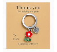 Porte-Clés Professeur Merci - Porte-Clé “Merci D’Aider À Grandir” Bagages Décor Breloques Cœur Et Fleurs, Cadeau Remerciement Pour Professeurs, Femmes Et Filles - Rouge