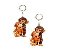 Porte-clés « Protect Punch The Monkey », porte-clés en acrylique représentant un singe qui câline un singe, breloque 2D représentant un animal mignon pour sac à dos (2Pcs 01#)