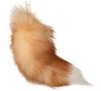 Porte-clés Queue de Renard : 40 cm en Fausse Fourrure réaliste, Queue d'animal décorative Therian pour Sac à Main, Sac à Dos, Cosplay (Or)