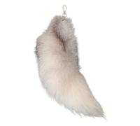 Porte-clés queue de renard argentée douce et moelleuse - 40 cm - Pour sac à main, sac à dos et cosplay, a, L