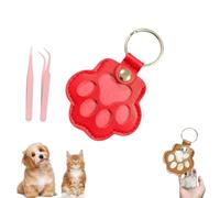 Porte-clés Ramasseur de Poils de Chien, Adorable Porte-clé Souvenir en Forme Patte, Porte-clés Commémoratif en Cuir(Red)
