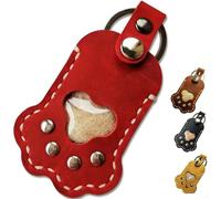 Porte-clés rechargeable en cuir avec compartiment pour ranger les poils d'animaux, fabriqué comme un souvenir commémoratif pour les amoureux des animaux (vin rouge)