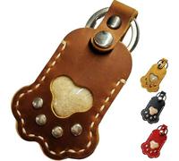 Porte-clés rechargeable en cuir avec compartiment pour ranger les poils d'animaux, fabriqué comme un souvenir commémoratif pour les amoureux des animaux (marron peu profond)