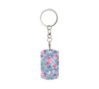 Porte-clés rectangulaire en métal plaqué fragments de cristal pastel pour homme et femme