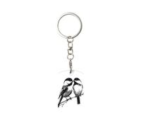 Porte-clés rectangulaire en métal plaqué représentant deux oiseaux mignons qui s'embrassent, pour femmes et hommes