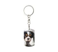 Porte-clés rectangulaire en métal, porte-clés en métal, porte-clés de voiture, anneau de support 1 pièce,Chien Cavalier King Charles Spaniel
