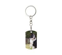 Porte-clés rectangulaire en métal, porte-clés en métal, porte-clés de voiture, anneau de support 1 pièce,Mauvais chien Border Collie