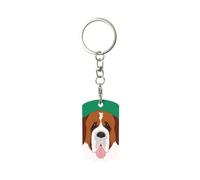 Porte-clés rectangulaire en métal, porte-clés en métal, porte-clés de voiture, anneau de support 1 pièce,Chien Saint-Bernard