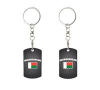 Porte-clés rectangulaire personnalisé avec drapeau de Madagascar, idéal pour la maison, le bureau et la moto.
