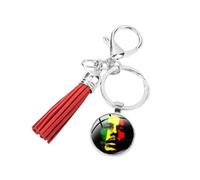 Porte-clés Reggae Musicien Bob Marley - Tendance - Art - Photo en verre - Pendentif en forme de dôme en verre - Porte-clés créatif pour fans de souvenirs, blanc, L