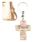 Porte-clés religieux - 5,5 x 4 cm - Porte-clés chrétien en bois pour prière inspirante, bijoux basés sur la foi | Cadeau spirituel pour femme, homme, pasteur, église, baptême, anniversaire, Ami., 5.5