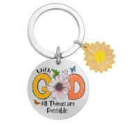 Porte-Clés Religieux avec Message “With GOD All Things are Possible”, Bagages Décor, Cadeau Spirituel Élégant