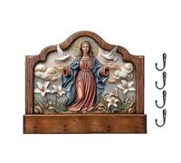 Porte-clés religieux, gain de place, 30 x 25 x 0,5 cm, organiseur mural en bois, crochet d'entrée de foi, crochet multi-crochets, pour famille, étudiants, adultes, hommes, femmes, entrée, étagère