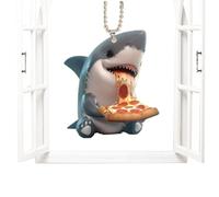 Porte-clés requin - Acrylique robuste, pendentif requin, ornement de pizza mangeant | Ornement de requins mignons pour arbre de vacances, intérieur de voiture, porte d'entrée, bibliothèque ou décorati