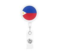 Porte-clés rétractable avec drapeau des Philippines, bobine de sangle tactique pour carte d'identité, fil de nylon solide, sûr et fiable