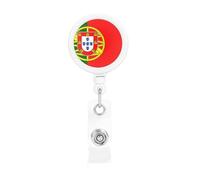 Porte-clés rétractable avec drapeau portugais - Bobine de sangle tactique pour carte d'identité, fil de nylon solide, sûr et fiable