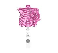 Porte-clés Rétractable, Bobine De Badge, Mousqueton En Acrylique, Crâne, Facile À Utiliser Pour Les Bobines Cartes Visite