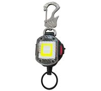 Porte-clés rétractable - Lampe de poche de sécurité LED avec cordon - Cordon rétractable - Pour l'école, l'extérieur, le camping, le sac à dos, le portefeuille, la poche de pantalon, le poignet, le