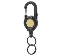Porte-clés rétractable - Ne perdez plus vos badges, finition noire robuste, taille 15 x 4 cm, construction légère 39 g, boîtier en acier ABS résistant chocs pour le camping en plein air