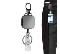 Porte-clés rétractable, porte-clés rétractable durable | Petit clip porte-clés - Porte-badge avec mousqueton, bobine pour badge d'identification, clip porte-clés en métal, porte-clés mosc