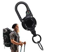 Porte-clés rétractable, robuste avec boussole, porte-clés, portable, mousqueton pour extérieur, camping, chasse, alpinisme, randonnée, Noir , Refer to description