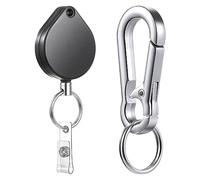 Porte-clés rétractable robuste pour porte-badge pour porte-clés, carte d'identité, corde métallique extensible, porte-clés robuste avec clip de ceinture et boucle
