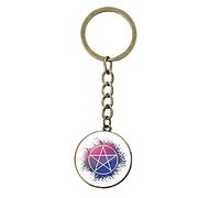 Porte-clés rétro arc-en-ciel en forme de pentacle païen - Porte-clés en métal et verre