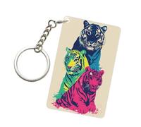 Porte-clés rétro en acrylique avec trois tigres pour homme et femme