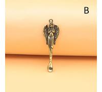 Porte-Clés Rétro En Laiton Avec Cuillère D'oreille,Mini Ange/Singe/Miles,Forme À Choisir,Cerador Transparent,Vintage,1 Pièce #B