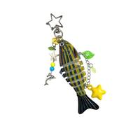 Porte-clés rétro en résine étoile de poisson, pendentif suspendu pour clés de voiture, accessoire de décoration