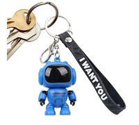Porte-clés robot - 1,5 x 1,1 x 2,4 pouces grand porte-clés mobile ensemble, accessoire de design yeux lumineux, gadget miniature mignon sans effort | Sac à dos, sac, sac à main, bleu, Siehe