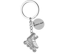 Porte-clés Roller Argenté Gravure Personnalisée Sur Médaille