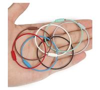 Porte-clés rond en acier inoxydable de 50mm, 10 pièces, étiquette, corde, boucle de câble, vis de verrouillage, connecteur de verrouillage, accessoires de bricolage