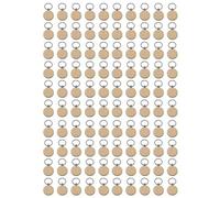 Porte-clés rond en bois vierge, 100 pièces, bricolage, porte-clés en bois, peut graver des cadeaux DIY