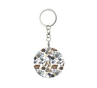 Porte-clés rond en métal, porte-clés en métal, porte-clés de voiture, anneau de support 1 pièce, Australie Animaux Mignons