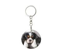 Porte-clés rond en métal, porte-clés en métal, porte-clés de voiture, anneau de support 1 pièce, Chien Cavalier King Charles Spaniel