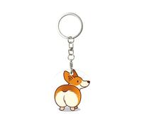 Porte-clés rond en métal, porte-clés en métal, porte-clés de voiture, anneau de support 1 pièce, Corgi Dog Funny Butt
